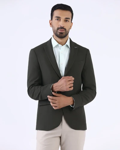 Green Textured Blazer - Cano